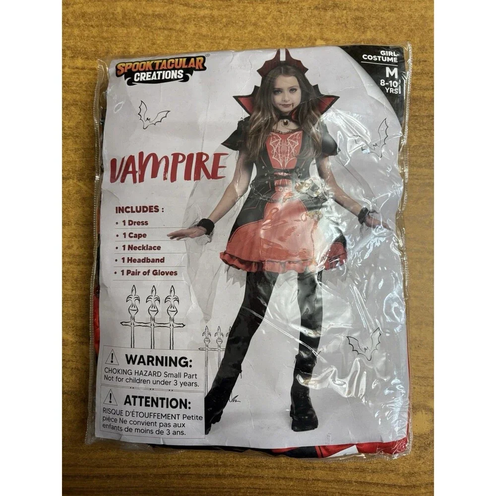 Spooktacular Creations Girls‎ Vampire Costume Size Medium Halloween